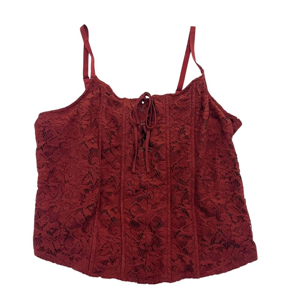 Torrid Rust Orange Lace Corset Tank Top Boho Fairy Indie - Size 2X